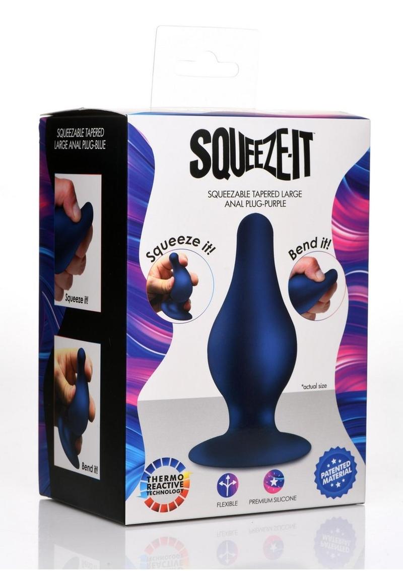 Squeeze It Squeezable Silicone Tapered Anal Plug Large Blue