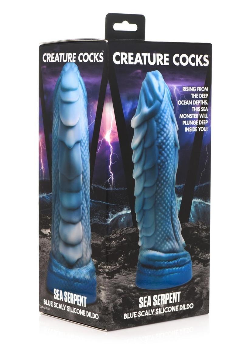 Creature Cocks Sea Serpent Scaly Silicone Dildo Blue Gray