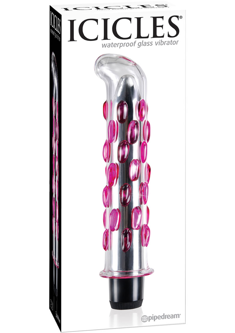 Icicles No 19 Glass Vibrator 7.5 Inch Clear Pink - SecretsBoutiques.com