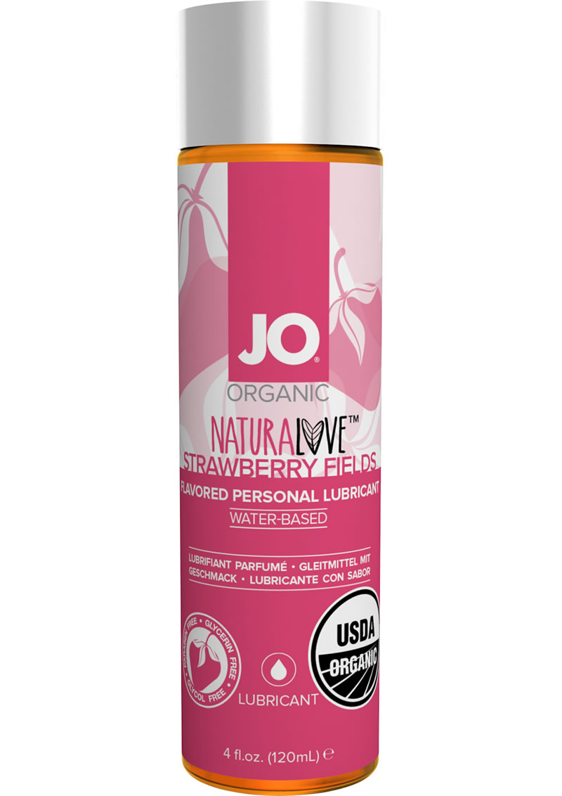 Jo Organic Naturalove Flavored Personal Waterbased Lubricant Strawberry Fields 4 Ounce