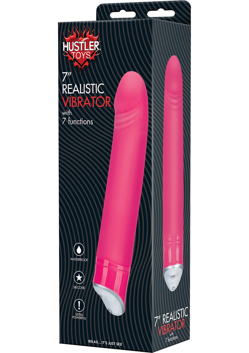 Hustler Realistic Silicone Vibe Waterproof Pink 7 Inch -  SecretsBoutiques.com