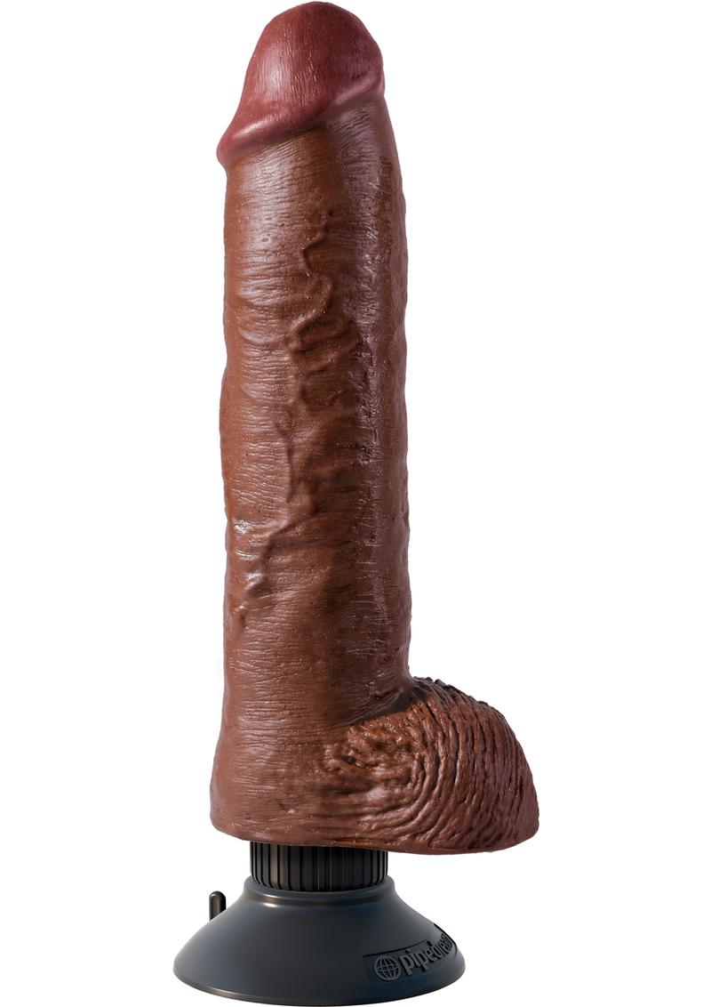 King Cock Vibrating Realistic Dildo With Balls Waterproof Brown 10 Inch -  SecretsBoutiques.com