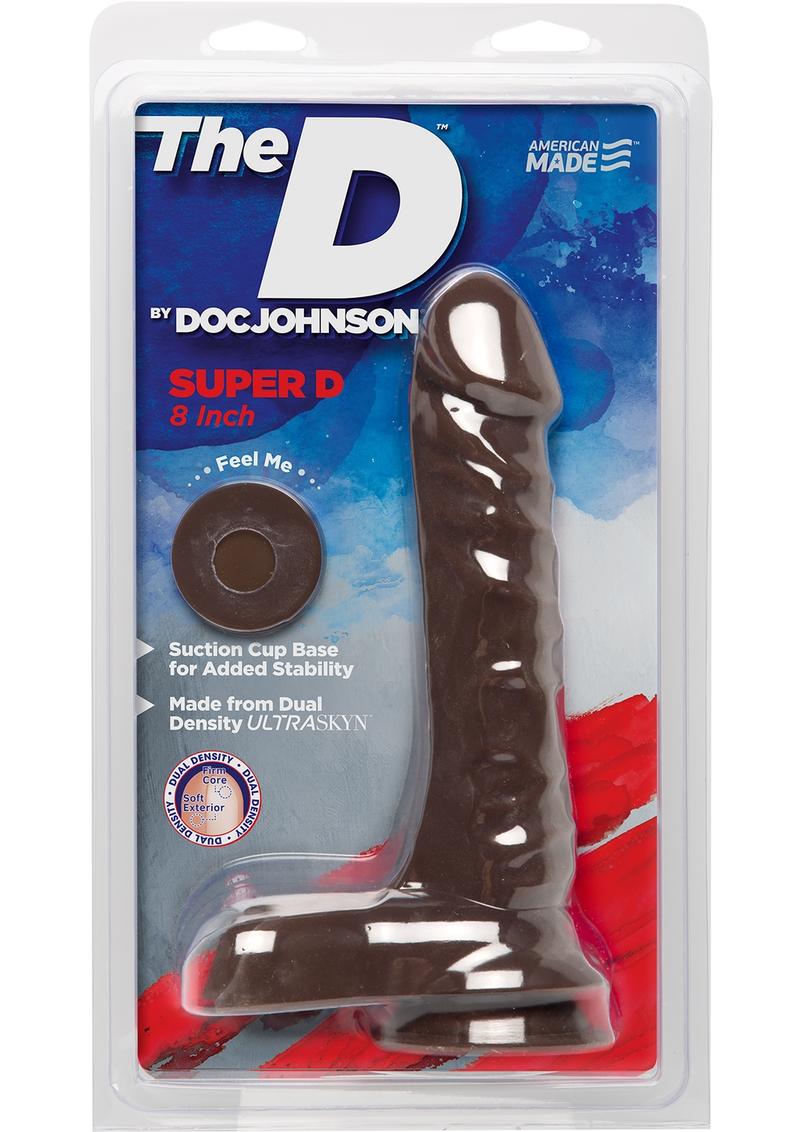 The D Super D Dual Density Ultraskin Realistic Dong With Balls Chocolate 7  Inch - SecretsBoutiques.com