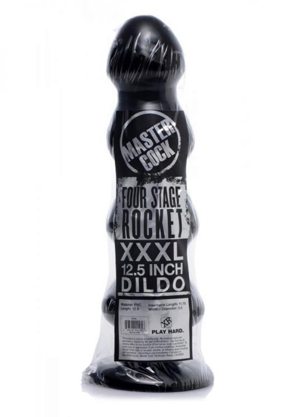 Master Cock Four Stage Rocket XXXL Dildo Black 12.5 Inch