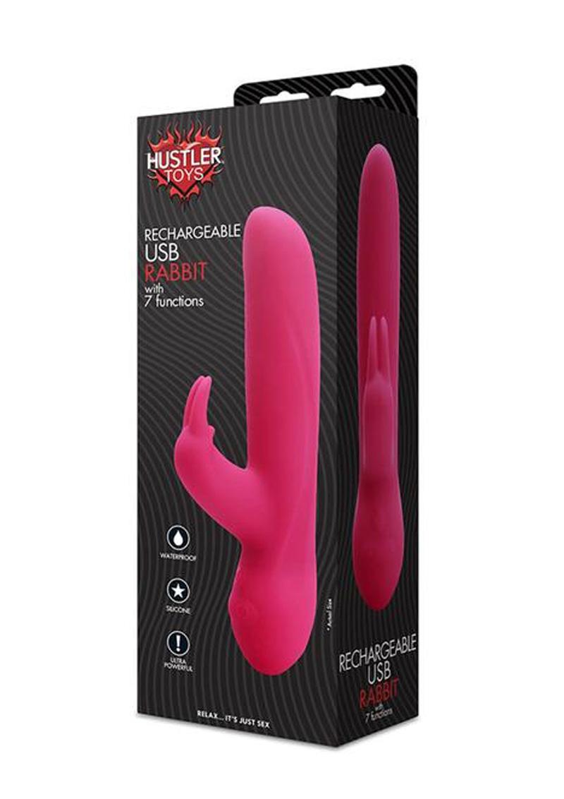 Hustler Toys USB Rabbit Silicone Vibrator Waterproof Pink -  SecretsBoutiques.com