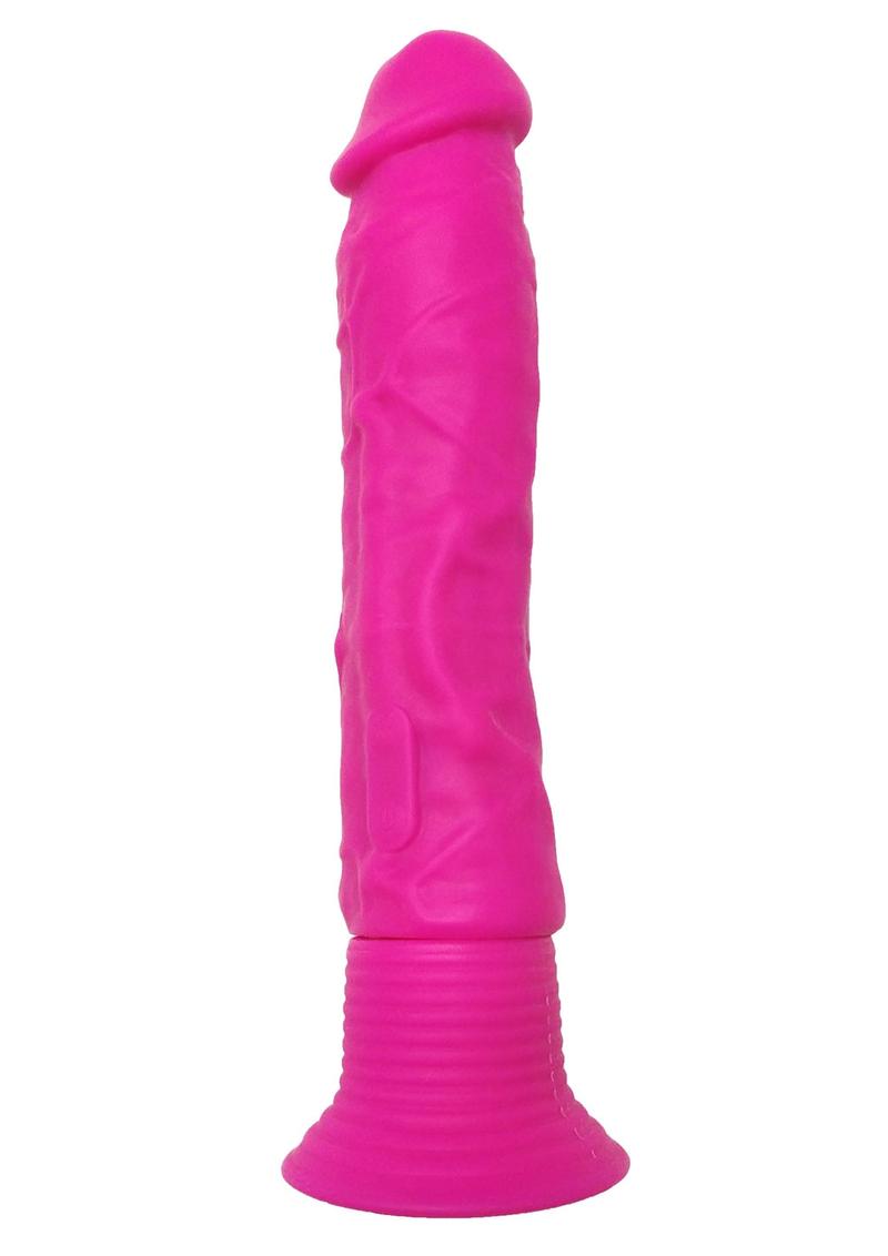 Neon Silicone Wall Banger Vibrating Dildo With Suction Cup Waterproof Pink  - SecretsBoutiques.com