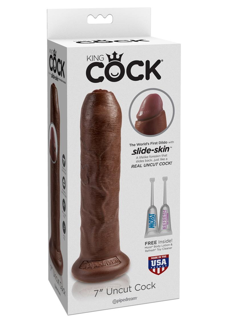 King Cock Uncut Cock 7 Inch Black - SecretsBoutiques.com