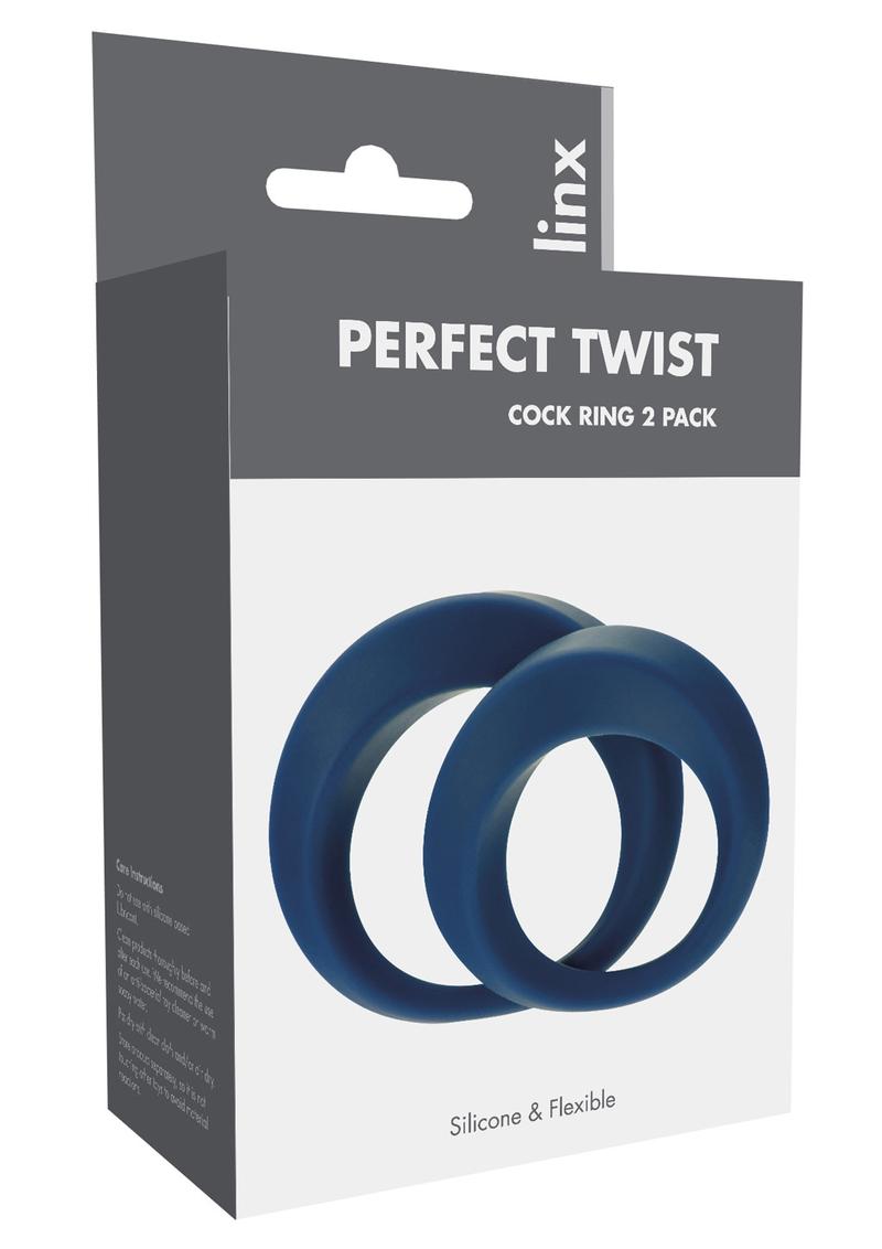 Linx Perfect Twist Cock Ring Set Silicone Waterproof Blue 2 Per Pack -  SecretsBoutiques.com