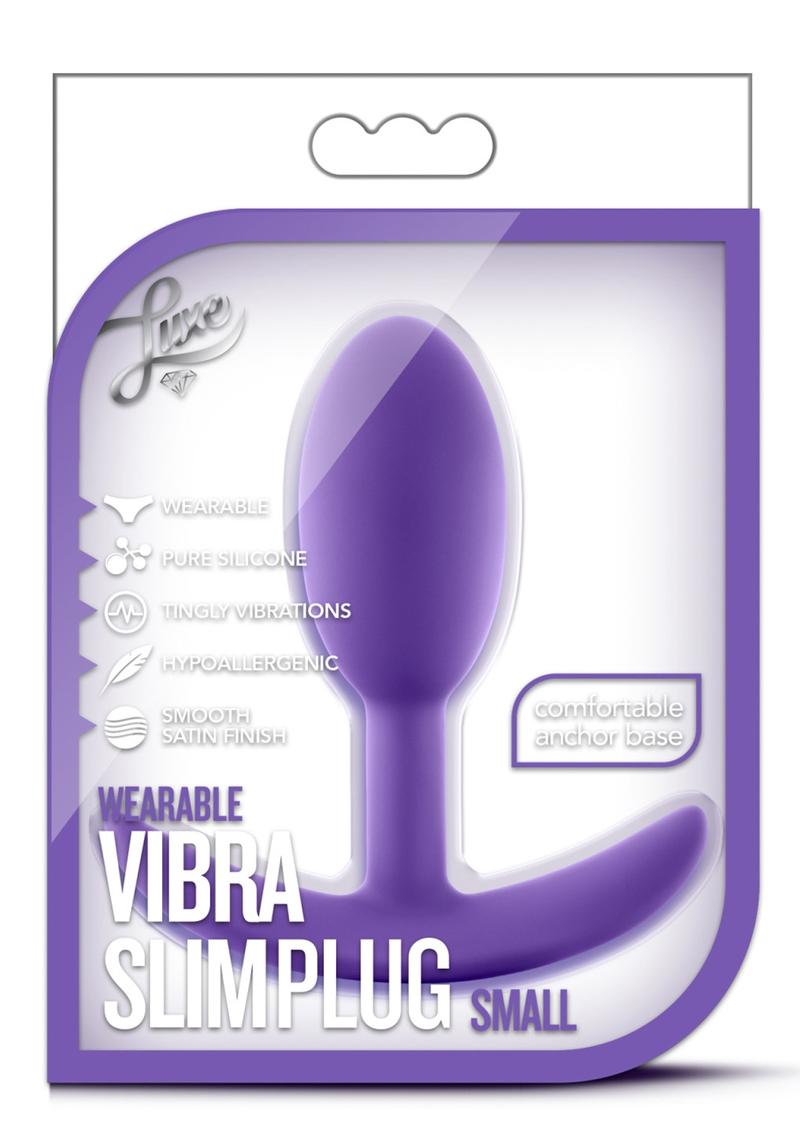 Luxe Wearable Vibra Slim Plug Silicone Small Purple 3.5 Inches