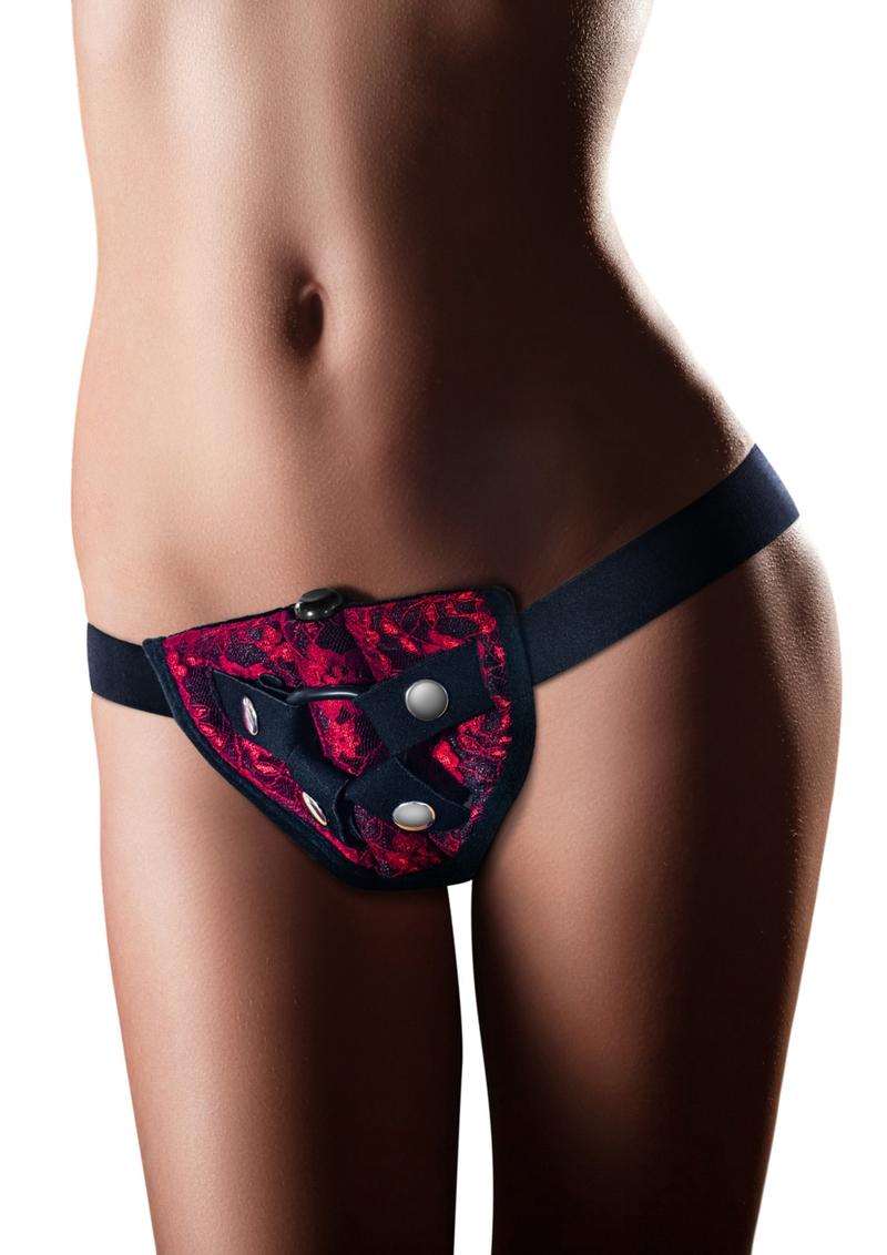 Temptasia Lovelace Harness With Vibrating Bullet Adjustable Straps Red