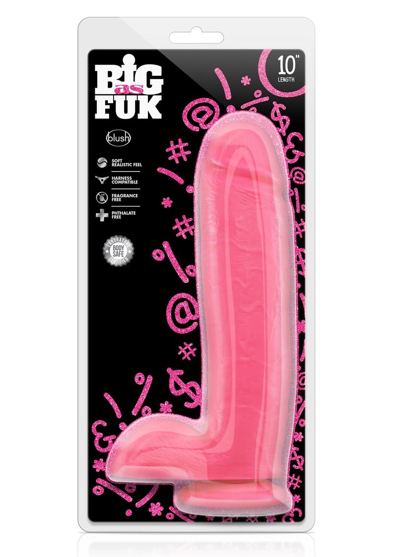 Big As Fuk Dildo With Balls Non Vibrating Harness Compatible 10 Inch Pink -  SecretsBoutiques.com