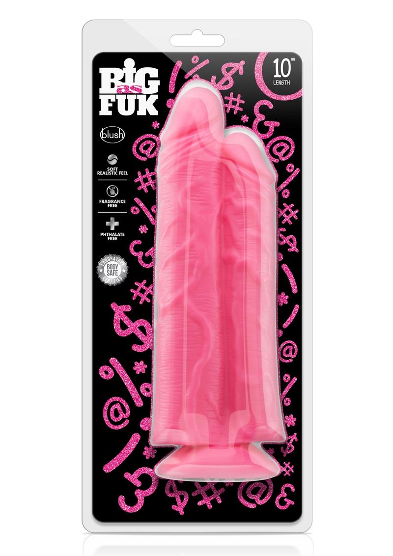 Big As Fuk Double Dildo Non Vibrating Harness Compatible Suction Cup 10  Inch Pink - SecretsBoutiques.com