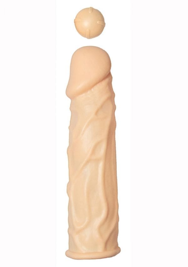 The Great Extender Silicone Vibrating Penis Sleeve 7.5in - Vanilla