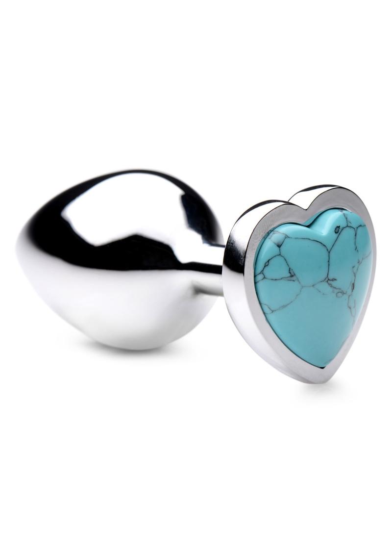 Booty Sparks Gemstones Turquoise Heart Anal Plug - Medium - BlueSilver -  SecretsBoutiques.com