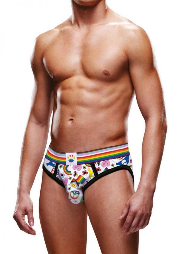 Prowler Pride Love and Peace 1 Brief - Large - Rainbow