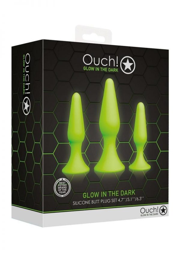 Ouch! Butt Plug Set Glow in the Dark - Green