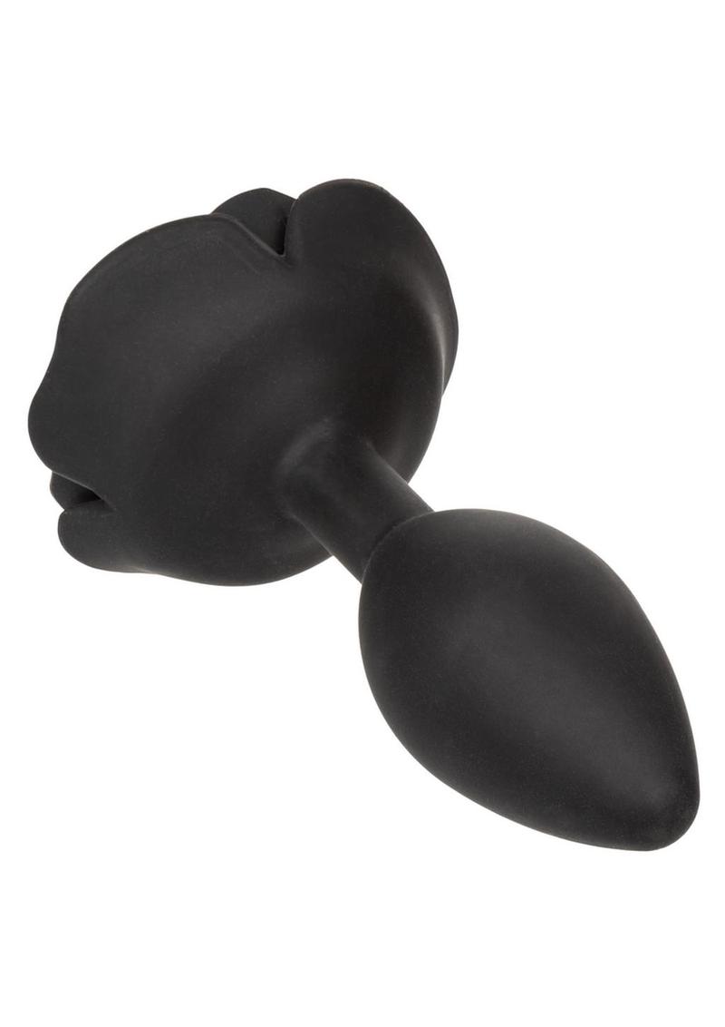 Forbidden Rose Silicone Anal Plug - Large - Black - SecretsBoutiques.com