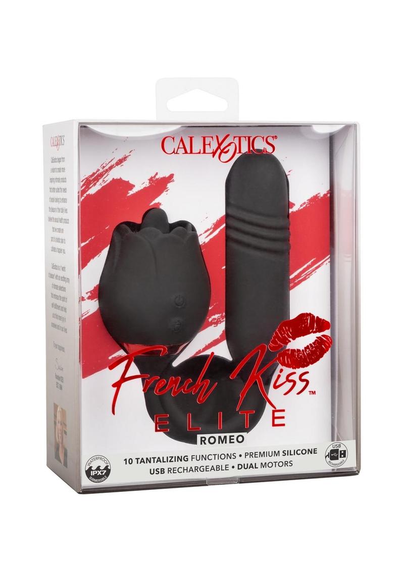 French Kiss Elite Romeo Rechargeable Silicone Vibrator with Clitoral  Stimulator - Black - SecretsBoutiques.com