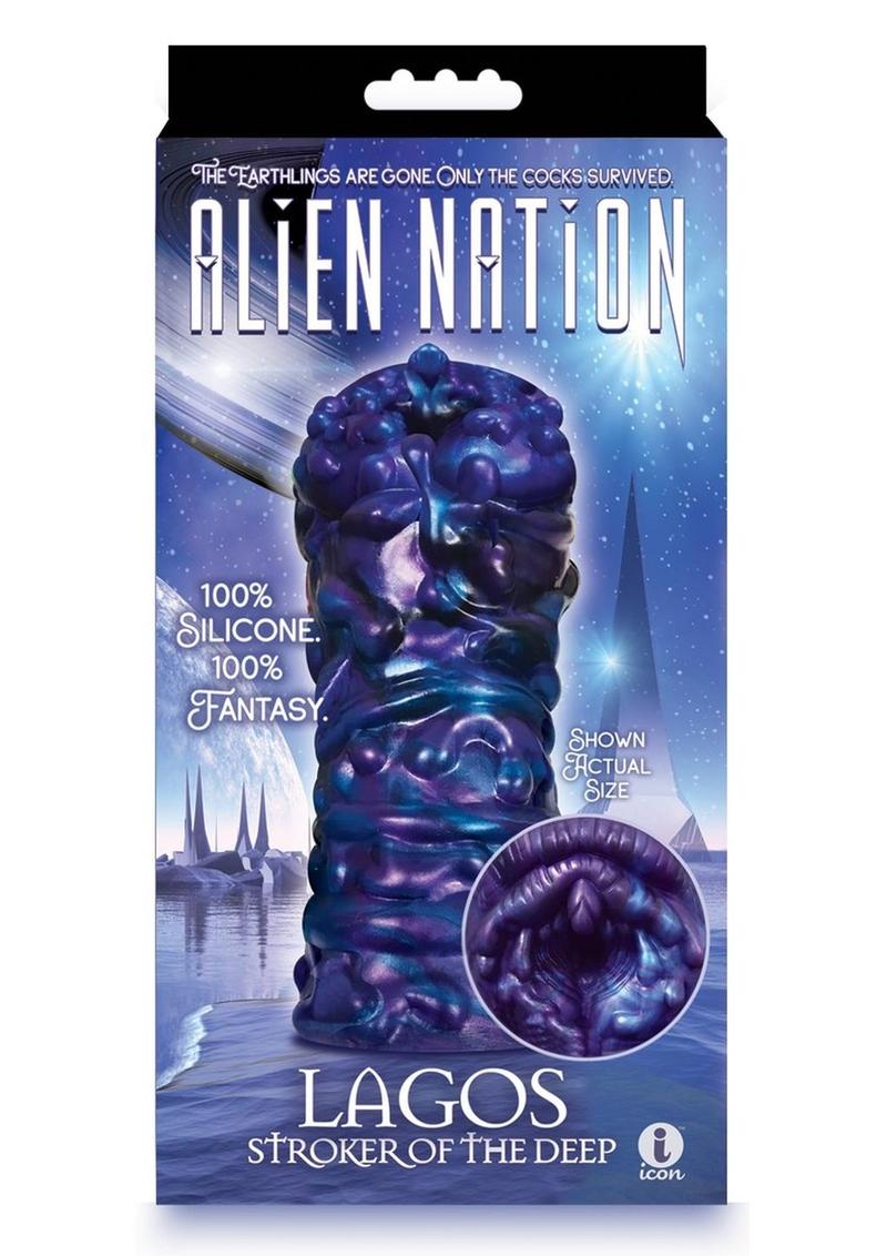Alien Nation Lagos Silicone Stroker - Blue/Purple