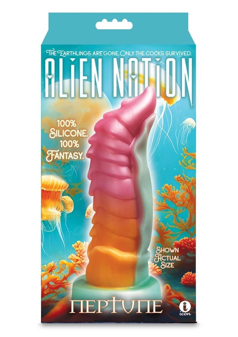Alien Nation Neptune Silicone Dildo - Orange/Magenta
