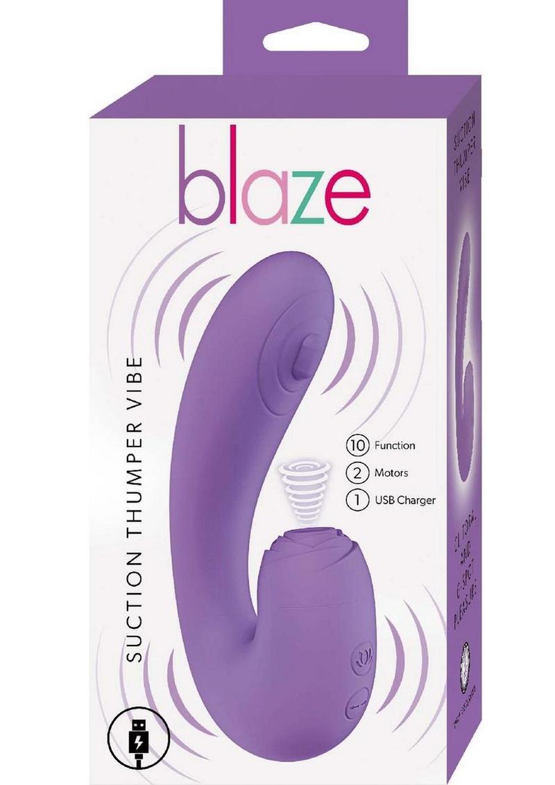 Blaze Suction Thumper Rechargeable Silicone Vibrator Clitoral Stimulator - Lavender