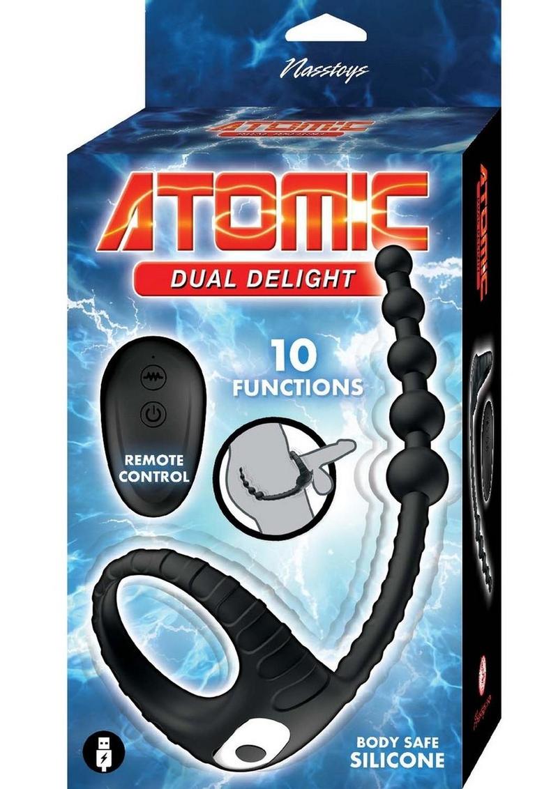 Atomic Dual Delight Rechargeable Silicone C-Ring and Anal Beads - Black
