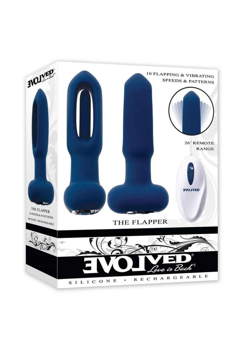 The Flapper Rechargeable Silicone Anal Plug with Remote Control - Blue