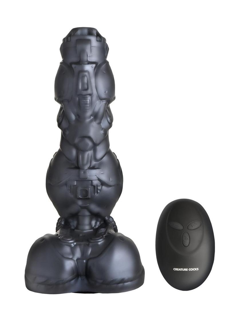 Creature Cock Thrusting and Vibrating Rechargeable Silicone Dildo - Gray