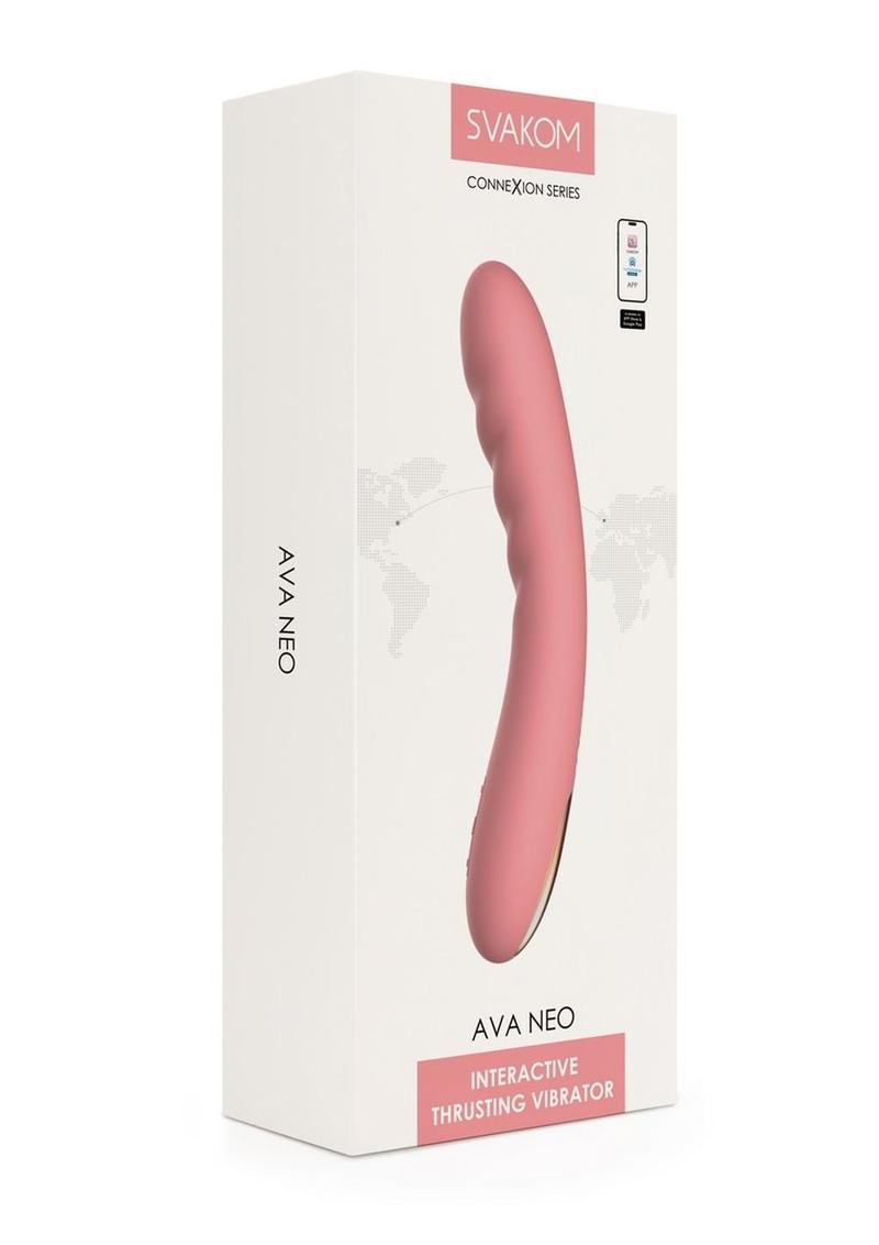 Svakom Ava Neo Rechargeable Silicone Vibrator with Remote Control - Peach Pink