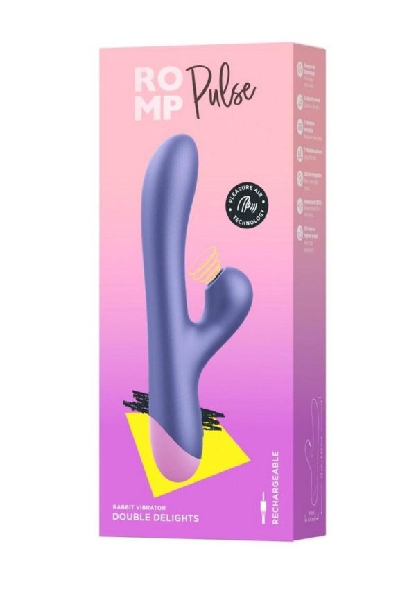 Romp Pulse Rechargeable Silicone Rabbit Vibrator with Pleasure Air - Purple/Pink