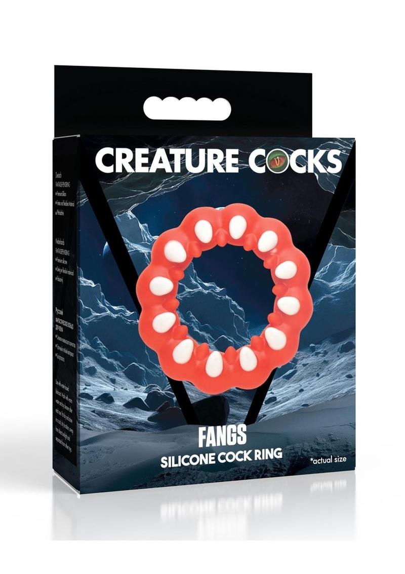 Creature Cocks Fangs Silicone Cock Ring - Red/White