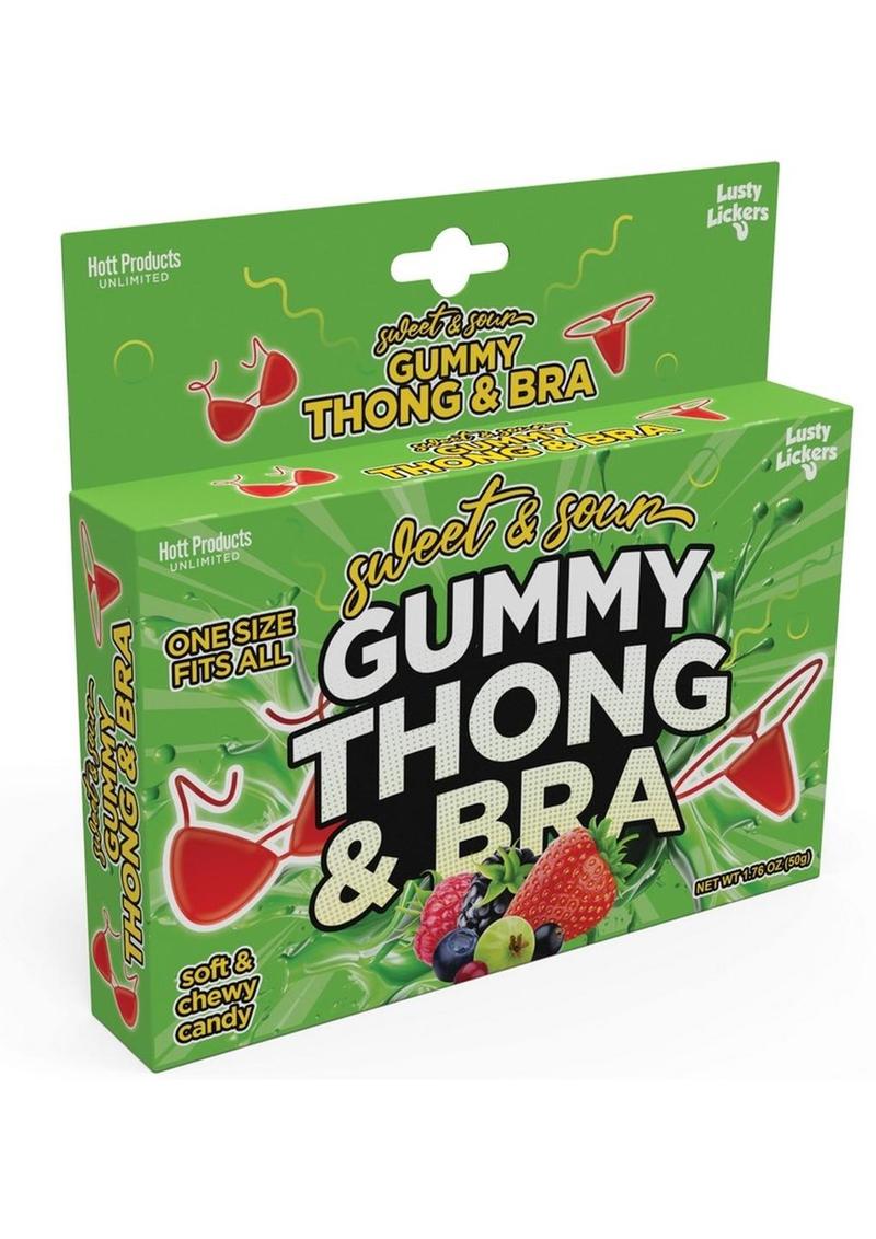 Sweet and Sour Gummy Thong and Bra - Red