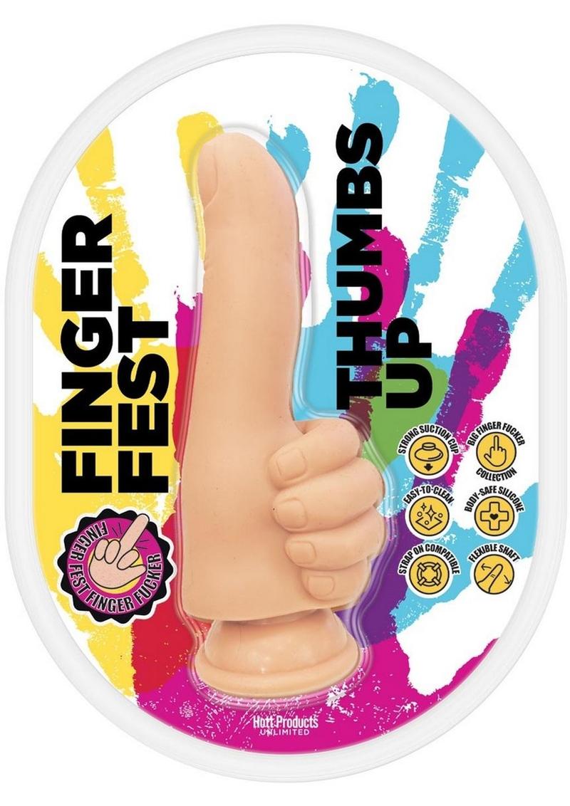 Finger Fest Thumbs Up Silicone Dildo - Vanilla