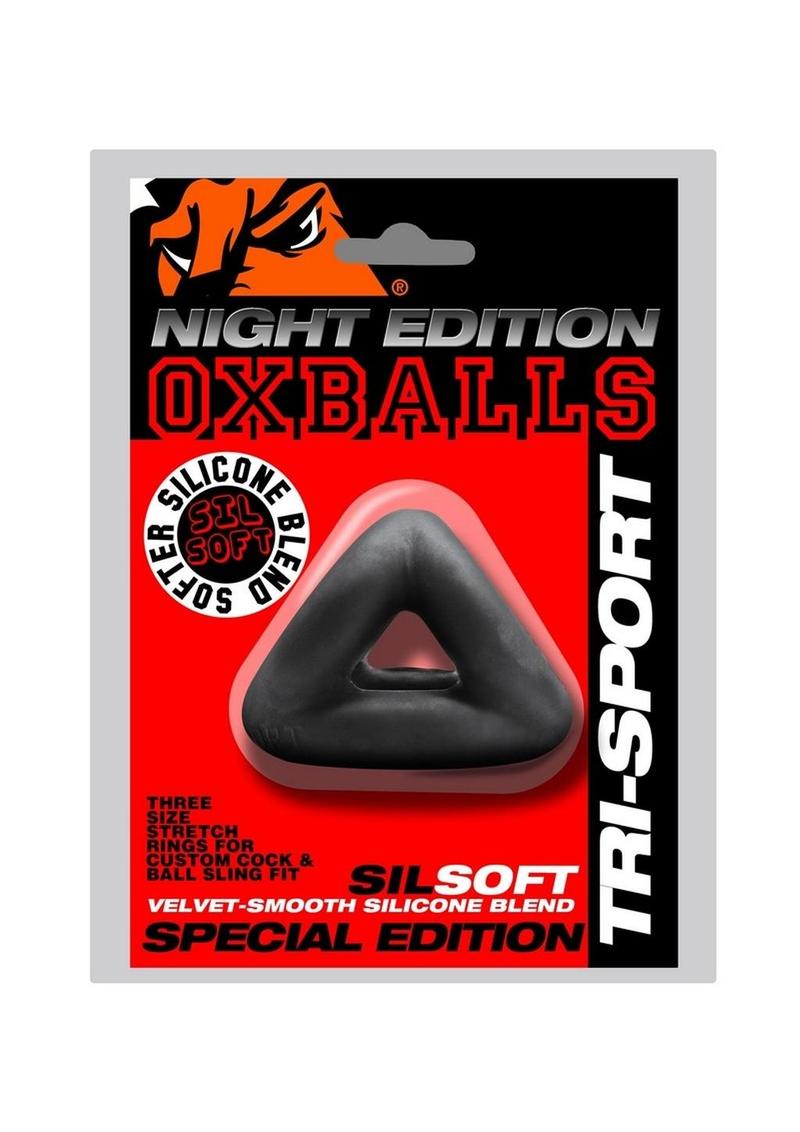 Oxballs Tri-Sport 3 Ring 3 Sized Cock Sling Night Edition - Black