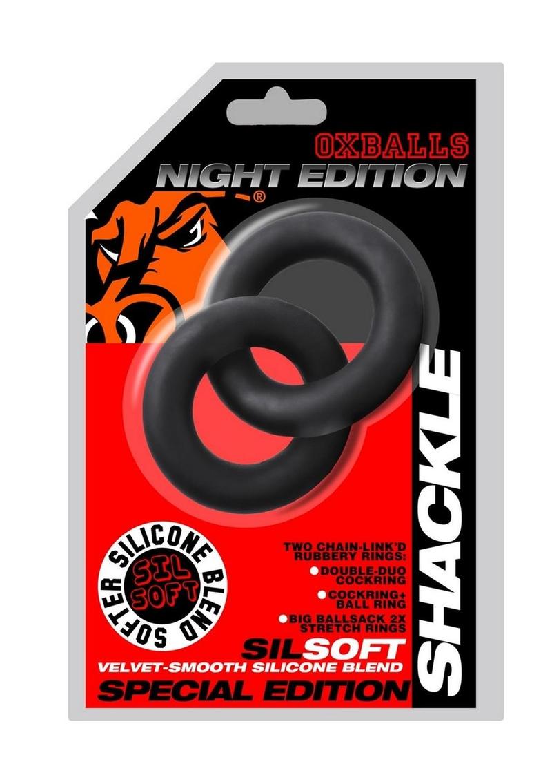 Oxballs Shackle Chained Linked Cock N Ball Rings Night Edition - Black