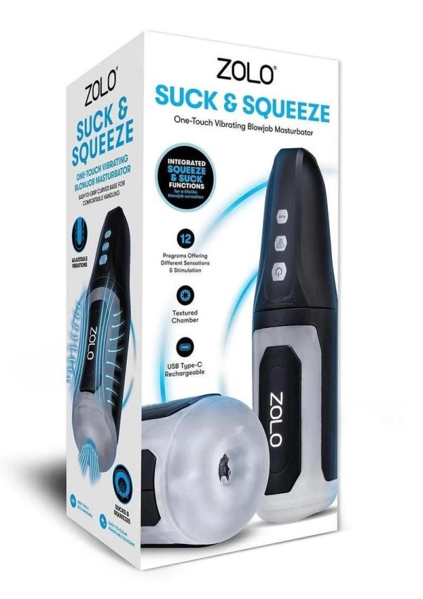 Zolo Suck And Squeeze Rechargeable Stroker - Black/Frost