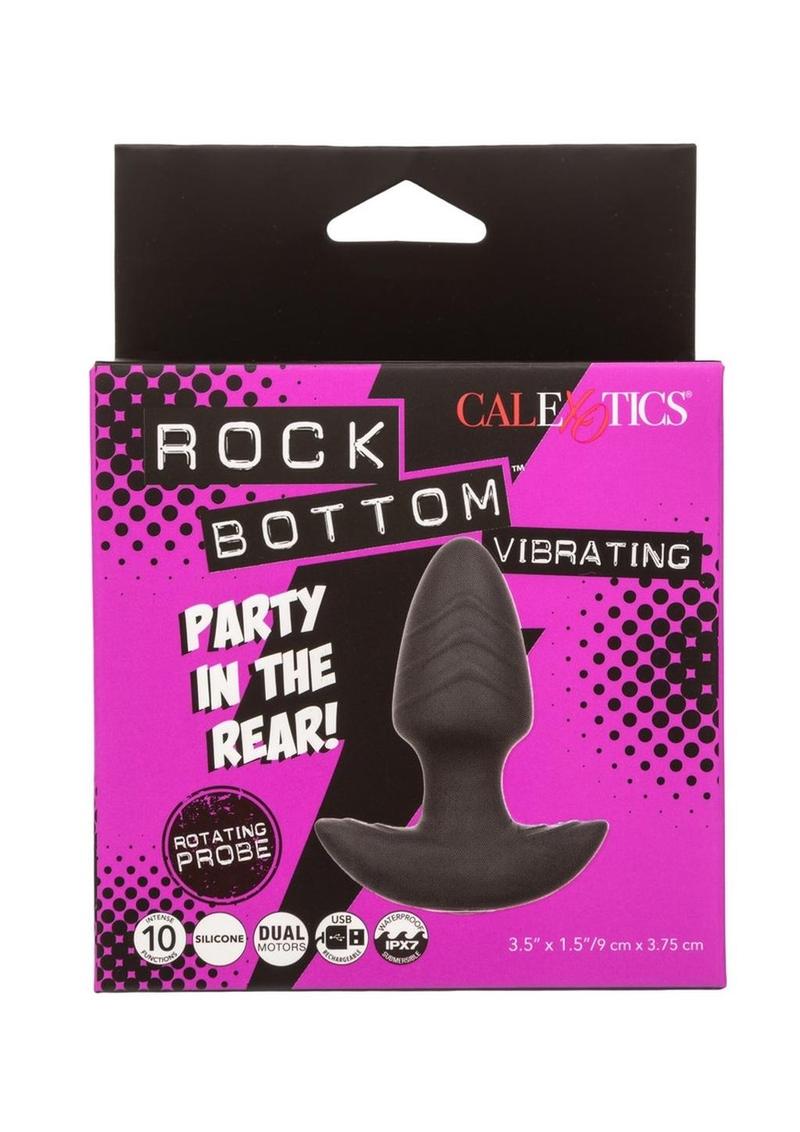 Rock Bottom Vibrating Rotating Probe Rechargeable Silicone Anal Vibrator - Black