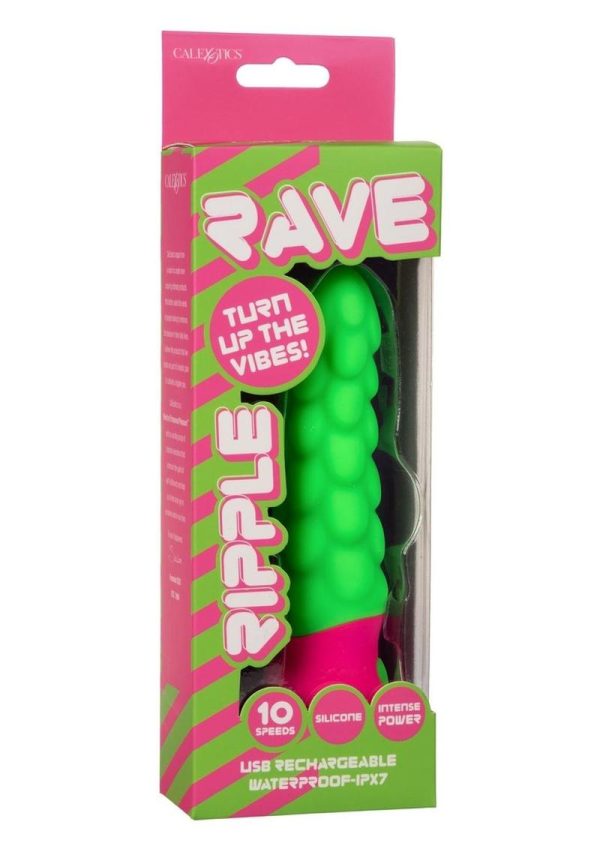 Rave Ripple Rechargeable Silicone Vibrator - Green/Pink