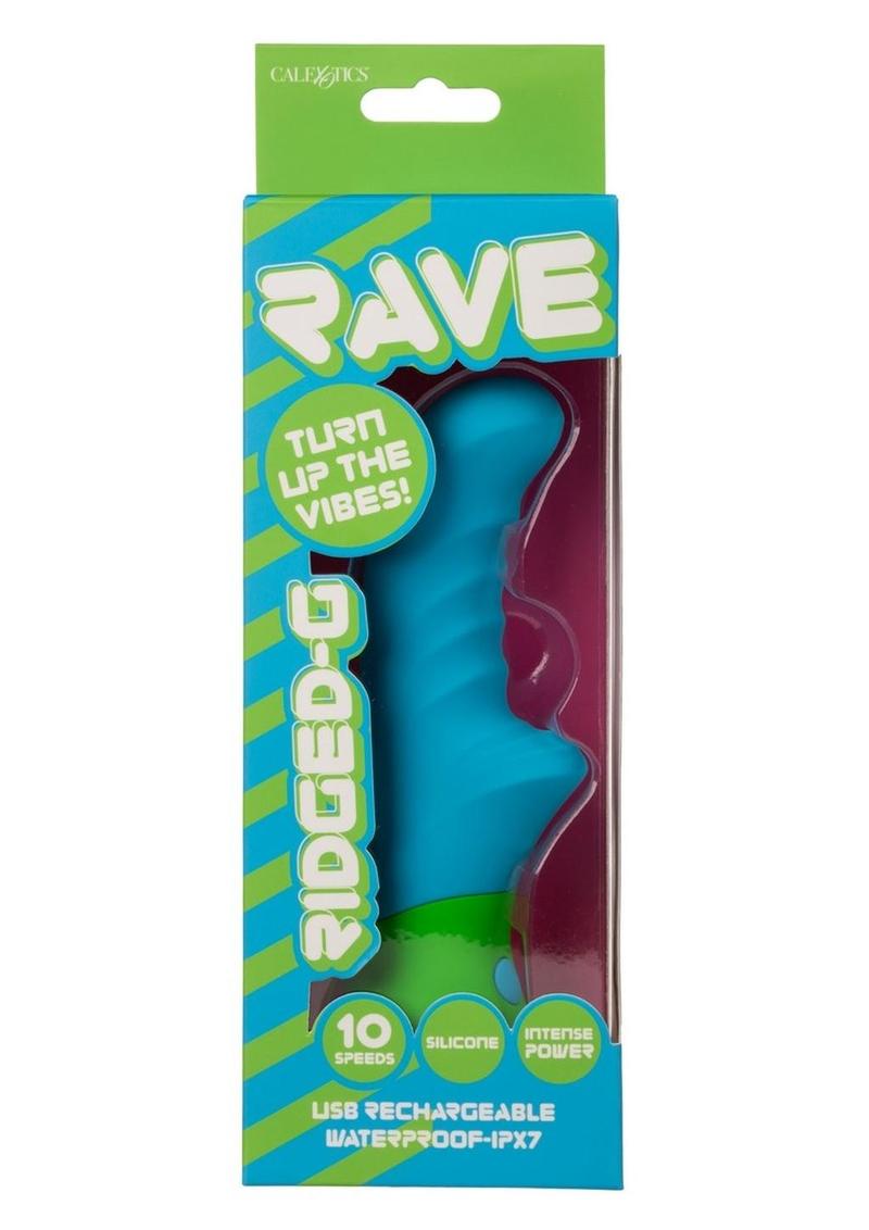 Rave Ridged-G Rechargeable Silicone G-Spot Vibrator - Blue/Green