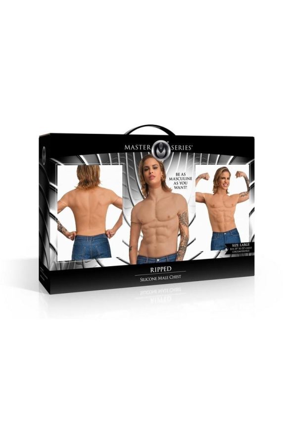 Master Series Ripped Silicone Male Chest Shirt - Large - Vanilla