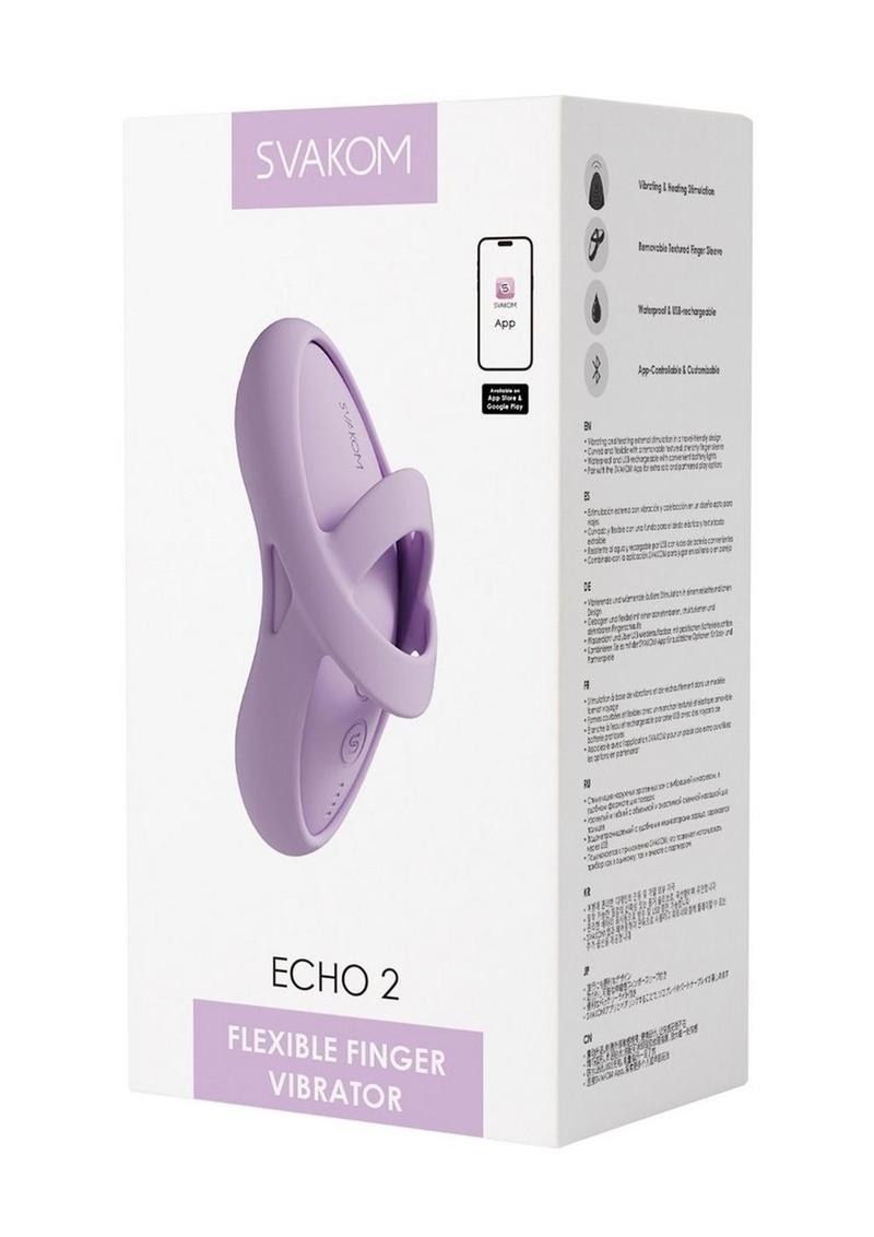 Svakom Echo 2 App Compatible Rechargeable Silicone Heated Finger Vibrator - Pink Lilac