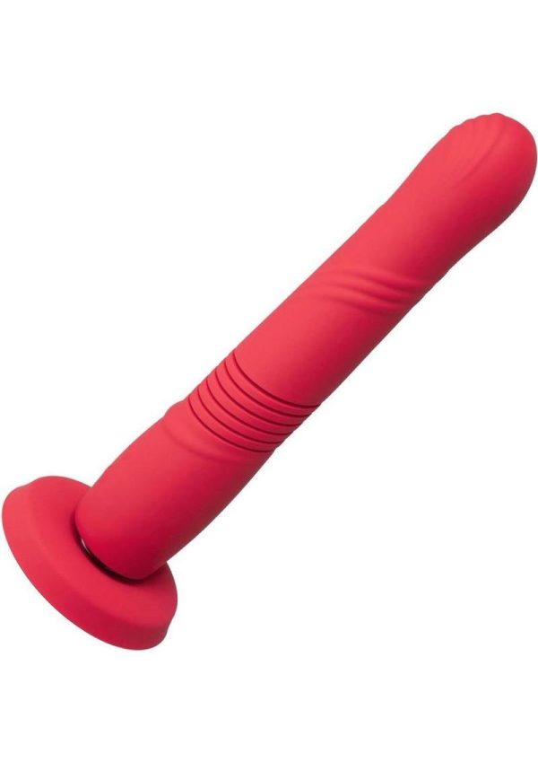 Gravity Remote App Thrusting Rechargeable Silicone Dildo - Red