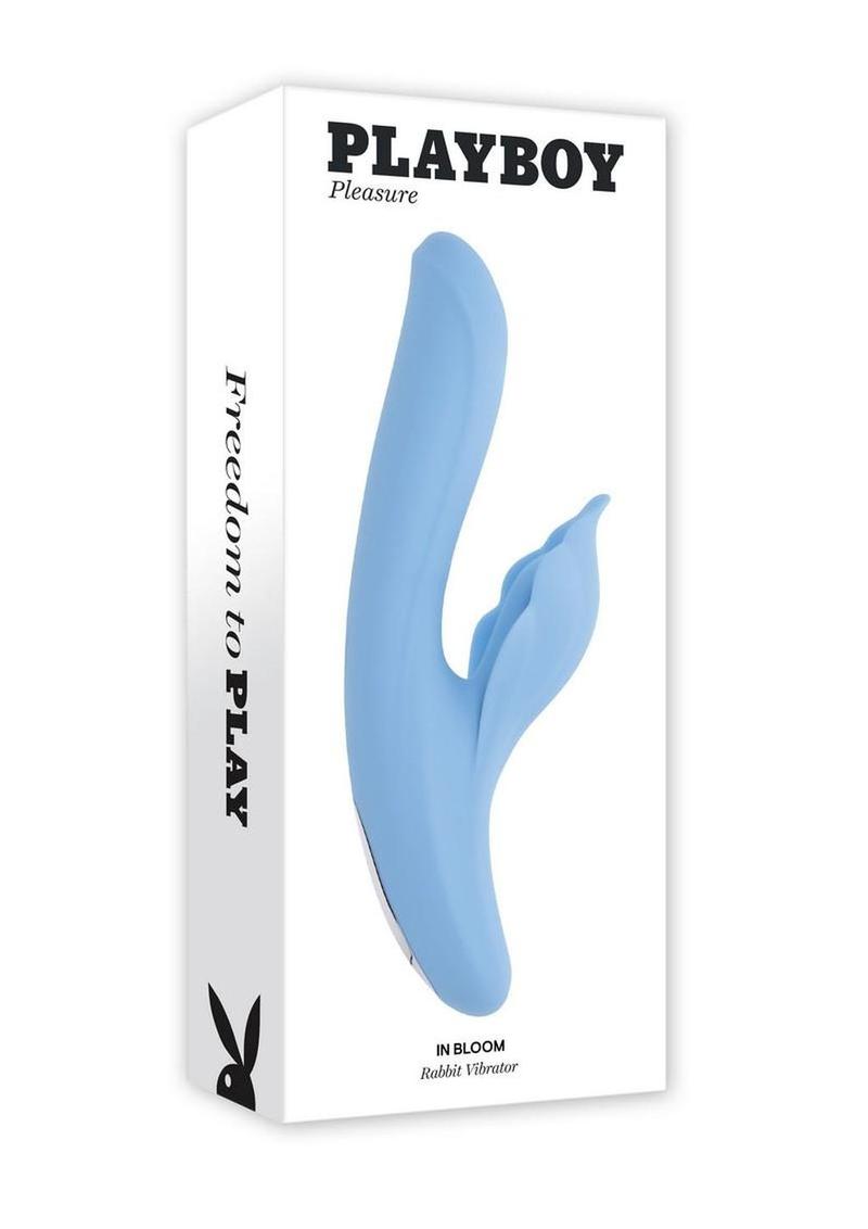 Playboy In Bloom Rechargeable Silicone Heating Dual Vibrator - Blue