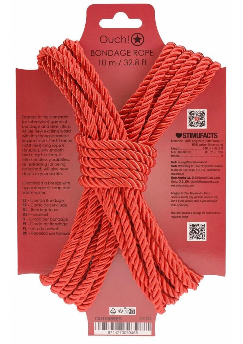 Ouch Bondage Rope 10 Meter Nylon - Red