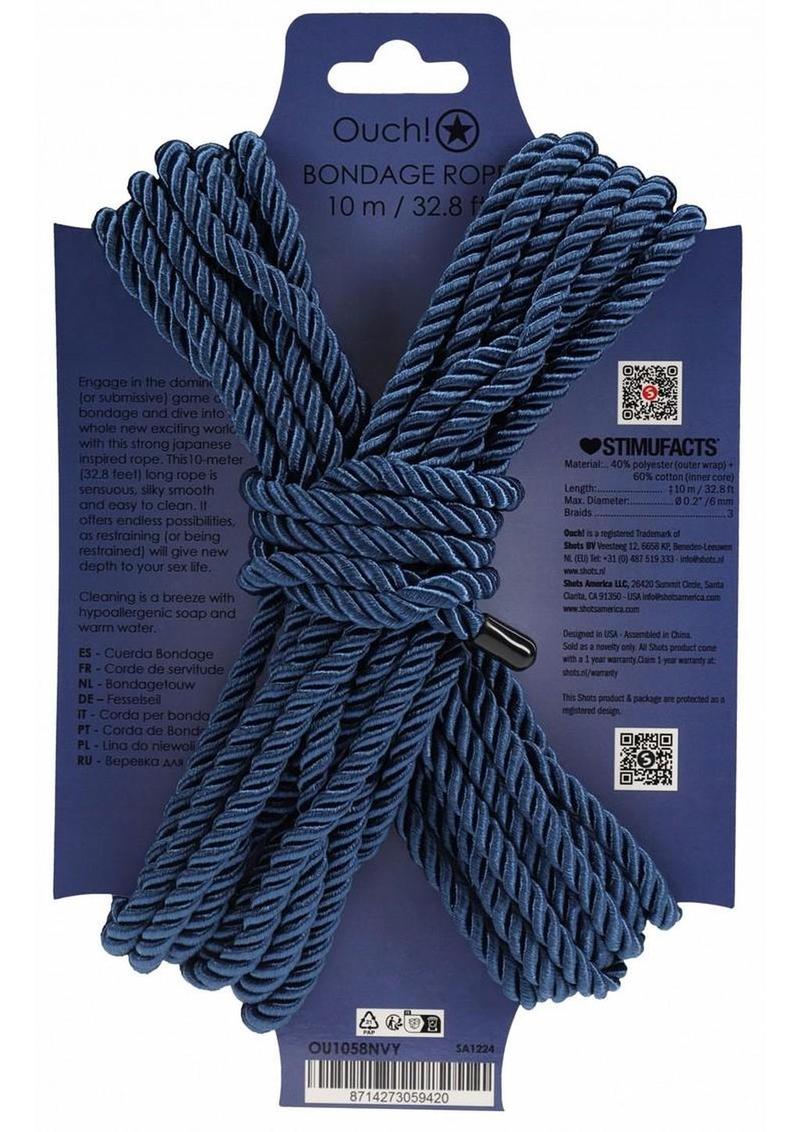 Ouch Bondage Rope 10 Meter Nylon - Navy Blue