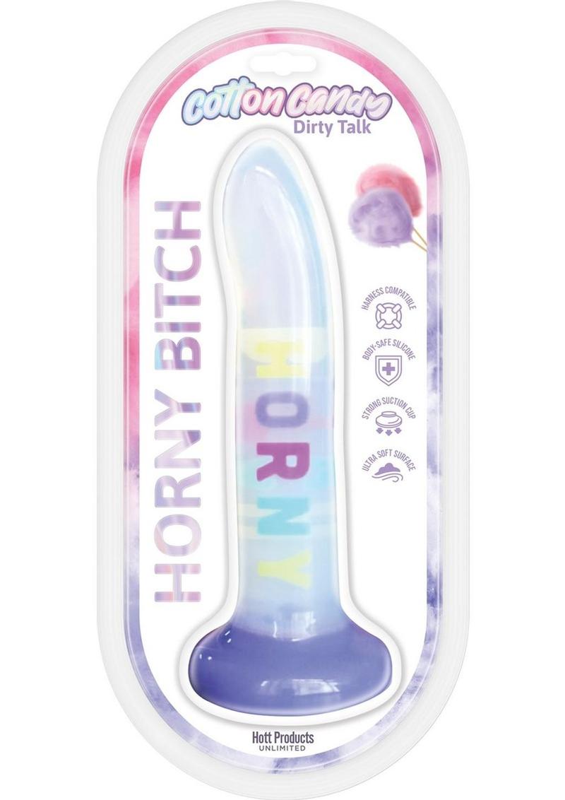 Cotton Candy Dirty Talk Horny Bitch Silicone Dildo - Multicolor