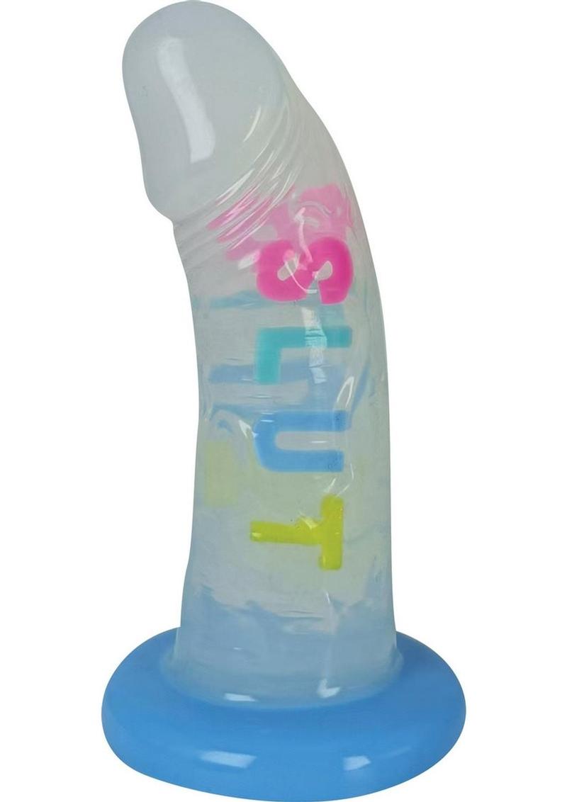 Cotton Candy Dirty Talk Slut Silicone Dildo 6in - Multicolor