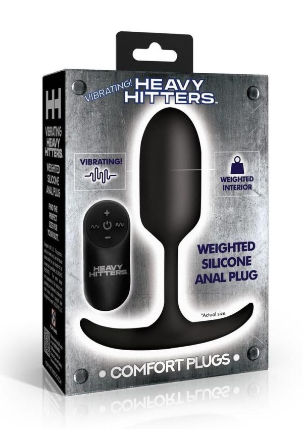 Heavy Hitters Vibrating Weighted Silicone Anal Plug - Medium - Black