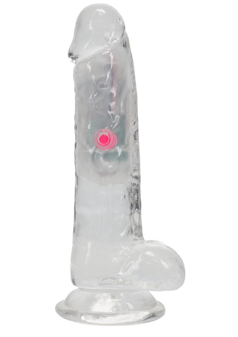 RealRock Rechargeable Dildo with Balls and Remote Control 6in - Clear