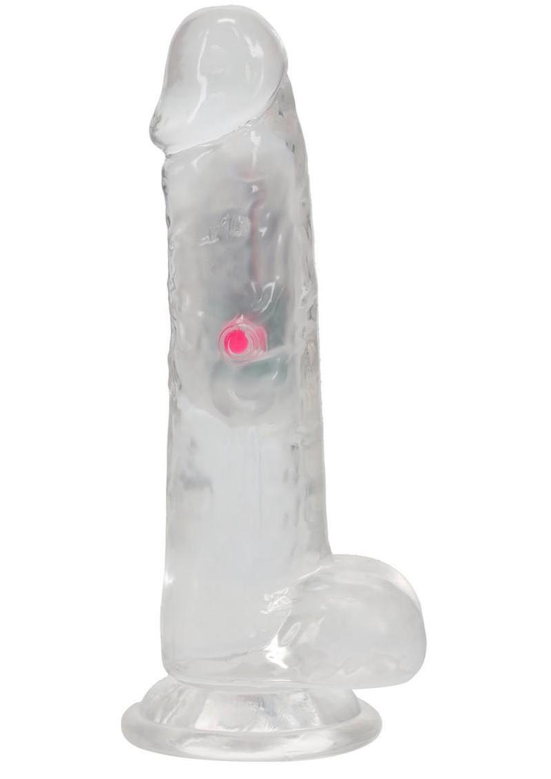 RealRock Rechargeable Dildo with Balls and Remote Control 7in - Clear